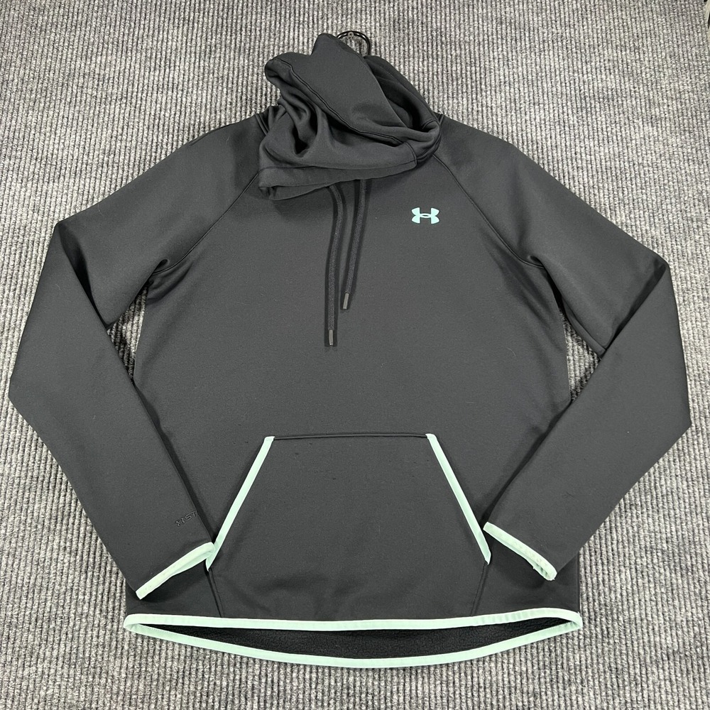 Under Armour Hoodie Sweatshirt Womens Medium Black Long Sleeve Cold‎ Gear Loose
